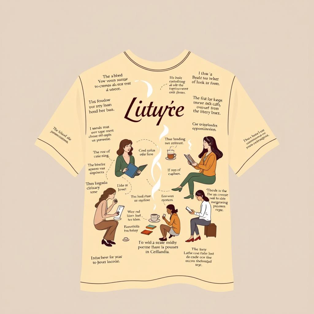 A beautifully designed t-shirt featuring a café and sandy color scheme