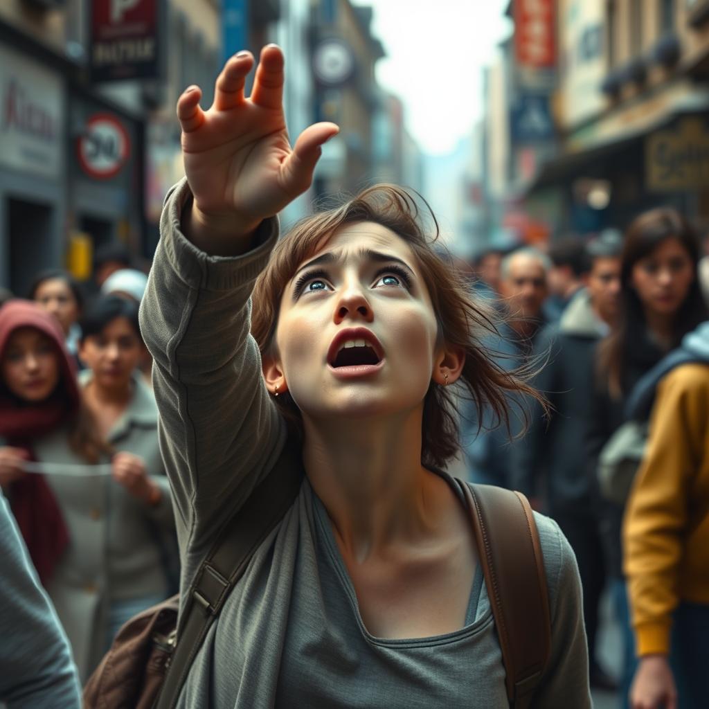 A dramatic scene featuring a young woman named Mary raising her head abruptly, her face expressing a mix of astonishment and fear