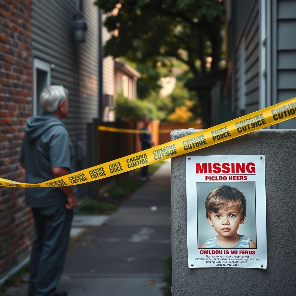 A scene depicting a neighborhood alley, where a resident curiously looks towards the alley from a distance