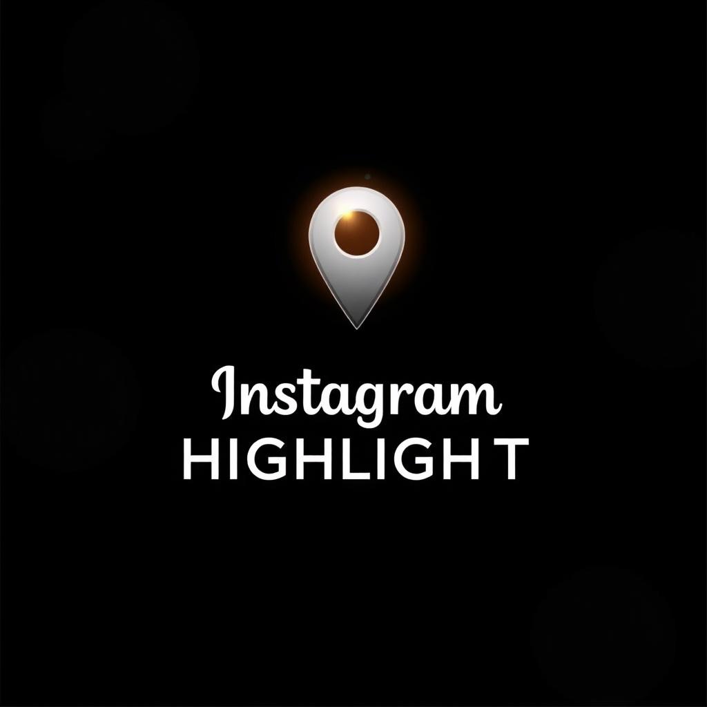 A visually appealing Instagram highlight cover featuring a solid black background with a prominent and stylish location pin symbol