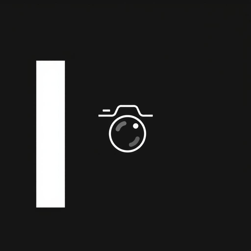 A stylish Instagram highlight cover with a bold black background featuring a sleek and artistic camera icon