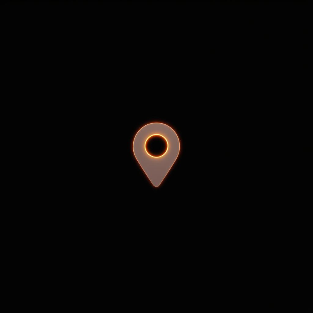A striking Instagram highlight cover with a rich black background, prominently featuring a stylish and modern location pin icon