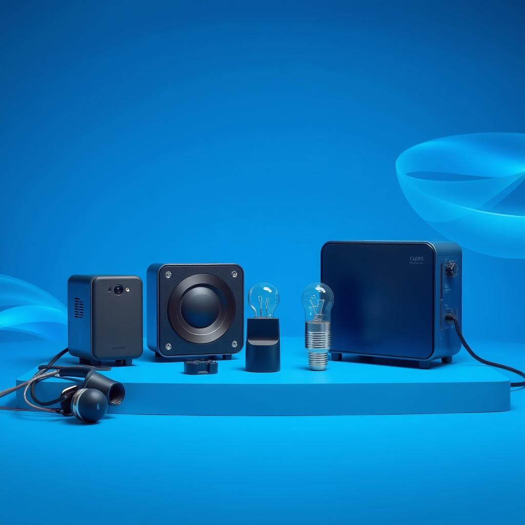 A professional background for displaying electrical products, featuring a vibrant blue color scheme