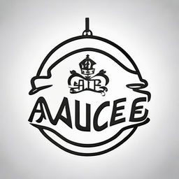 A high contrast, black and white vector-style illustration of the name 'Alice' formed into a pendant shape on a white background. Maintain a simple, flat design and line art style without use of any colors.