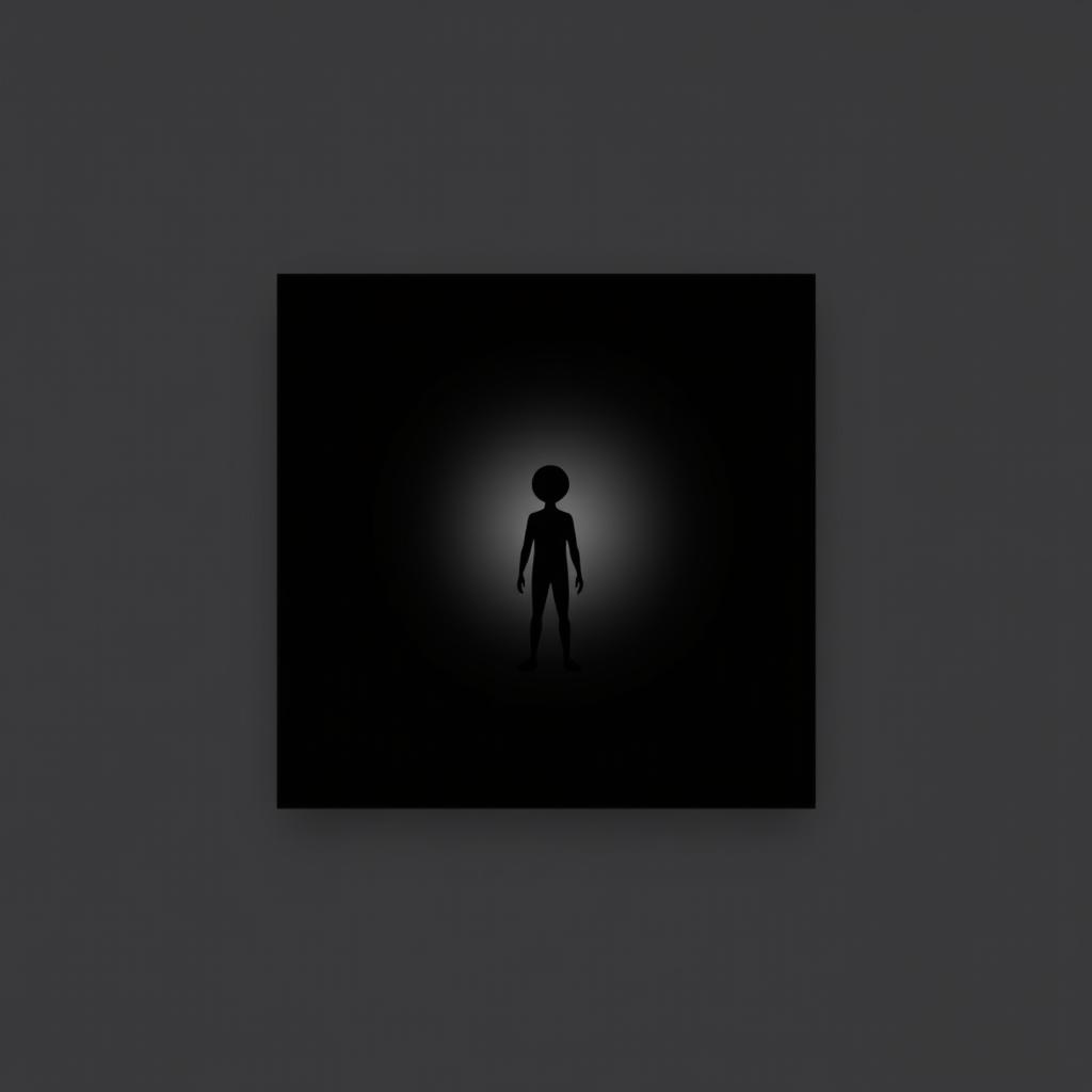 A visually appealing Instagram highlight cover with a deep black background, featuring a striking and simple icon of a solitary human figure (stick figure or silhouette)