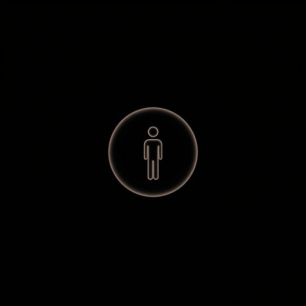 An attractive Instagram highlight cover with a smooth black background, featuring a single human figure icon (stick figure or silhouette) arranged within a circular design