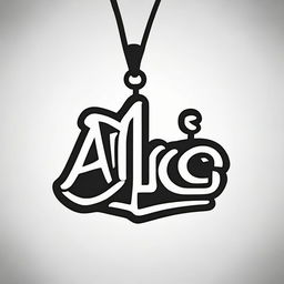 A high contrast, black and white vector-style illustration of the name 'Alice' formed into a pendant shape on a white background. Maintain a simple, flat design and line art style without use of any colors.