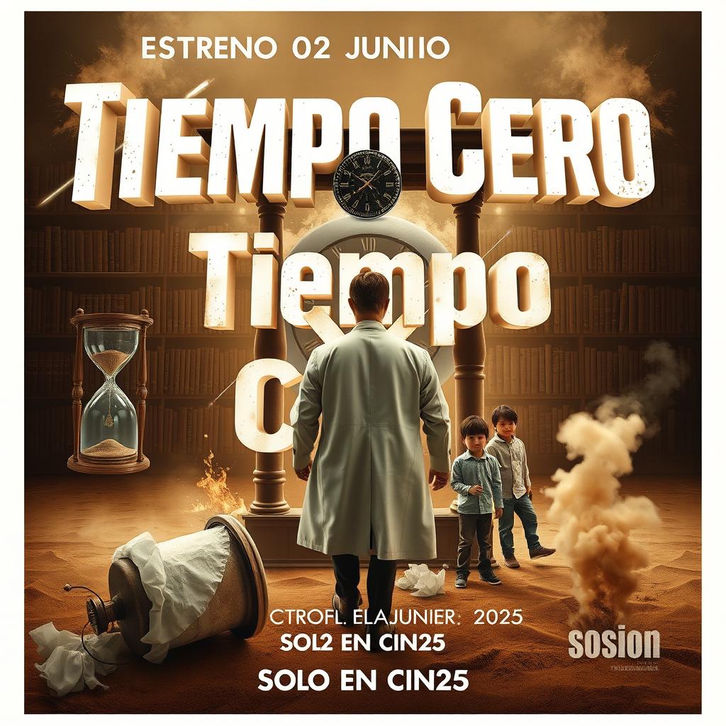 A cinema poster for a movie titled 'Tiempo Cero', showcasing a suspenseful and dramatic theme