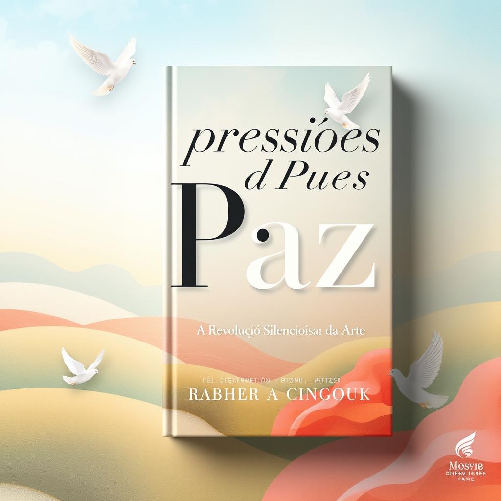 An artistic and engaging book cover featuring the title "Expressões de Paz: A Revolução Silenciosa da Arte" in elegant, bold lettering