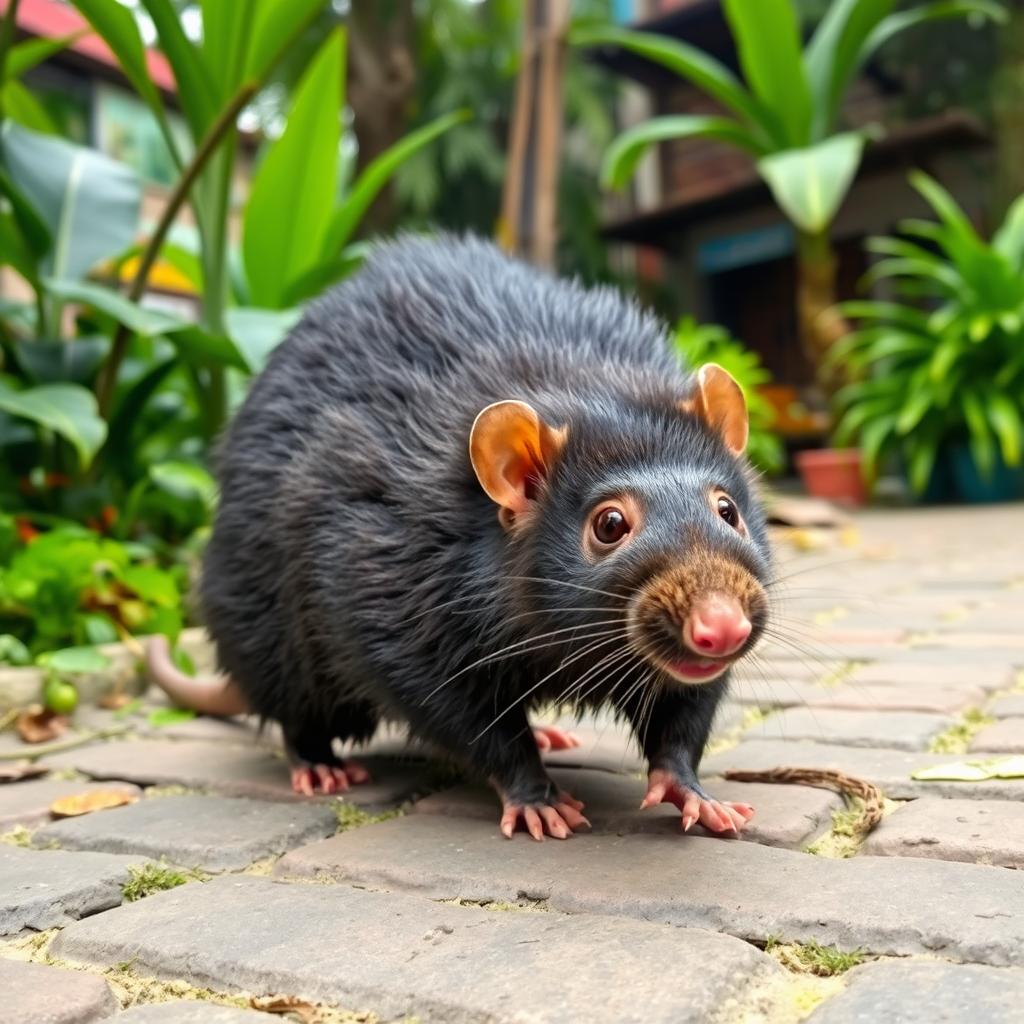 A Vietnamese giant rat, known as a Sygonian rat, depicted in its natural habitat