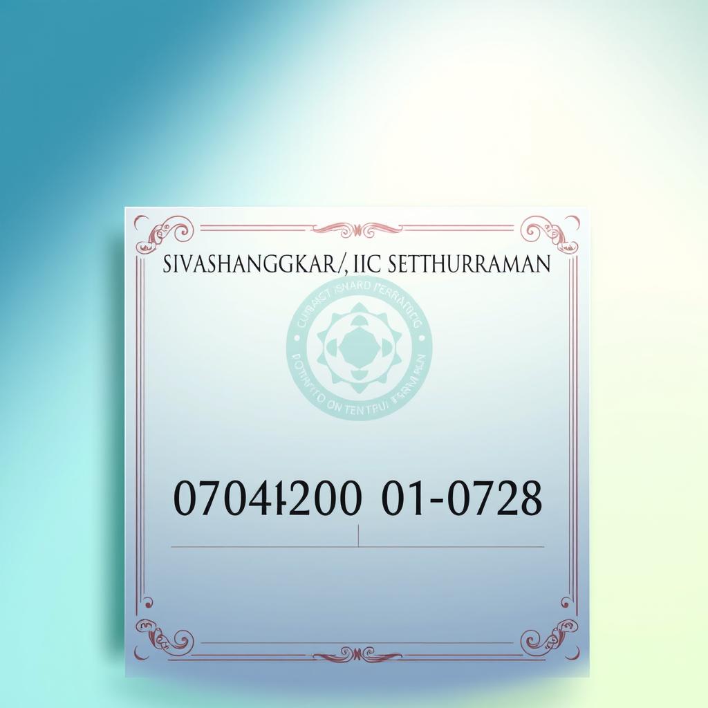 A detailed illustration of a visual document that includes the name 'SIVASHANGKARI A/P SETHURAMAN' prominently displayed at the top