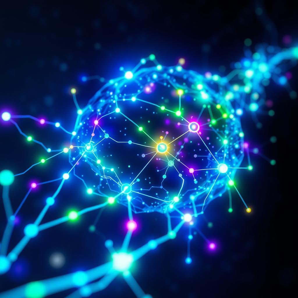 A visually stunning artwork representing artificial intelligence as a vibrant, intricate neural network