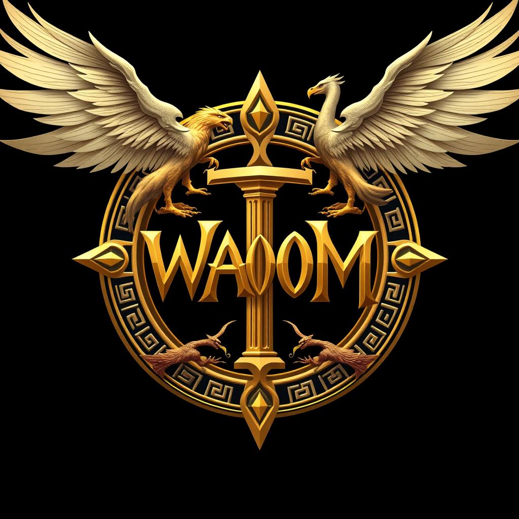 An epic logo featuring the initials 'WAOM' elegantly integrated within a mystical circle