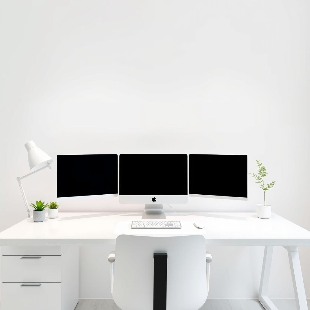 A minimalist office environment featuring a computer setup, designed specifically for the Uztelekom staff department website
