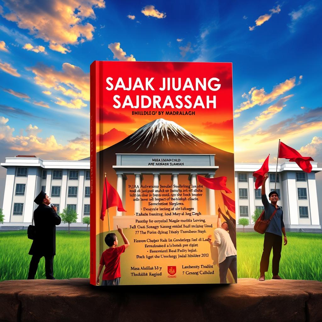 A bilingual poetry anthology titled 'SAJAK JUANG ANAK MADRASAH', featuring the verse of a madrasah child written by Musa Abdillah and translated by Mustasyfa Thabib Kariadi