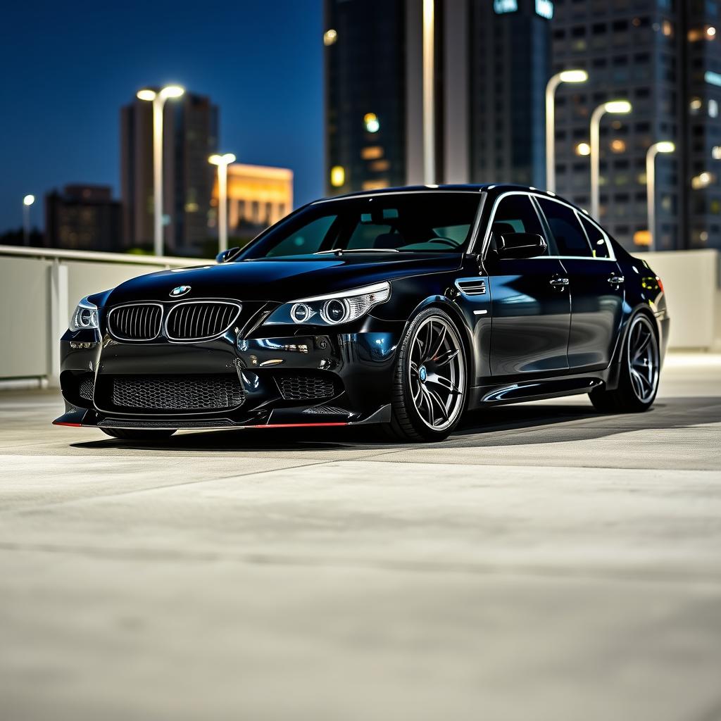 A stunning BMW E60 fitted with an elegant BMW G30 body kit, showcasing its aggressive lines and sporty stance