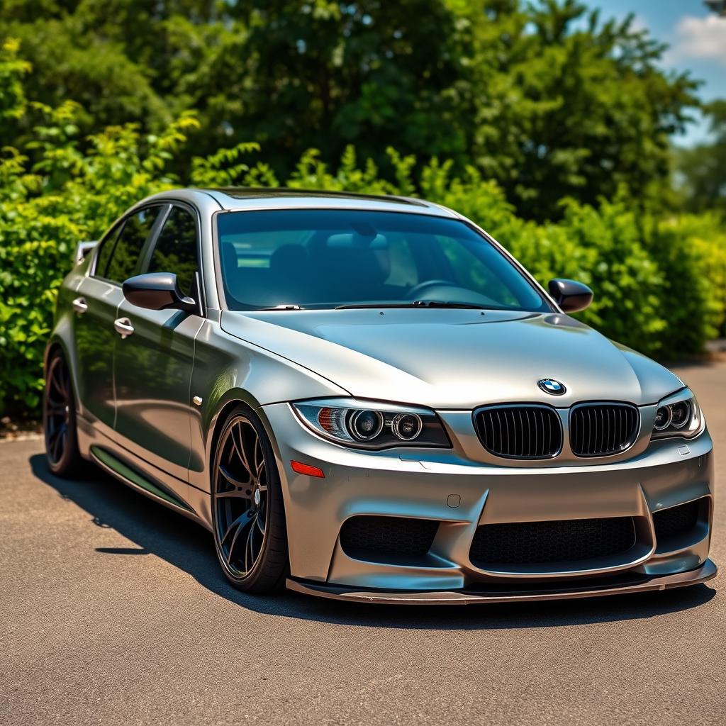 An eye-catching BMW E60 transformed with a stylish BMW F30 body kit, showcasing a seamless blend of classic and modern design elements