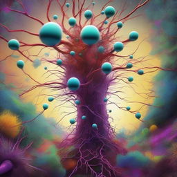 A surreal digital art piece of the highest quality, illustrating neuron-headed magnet growers