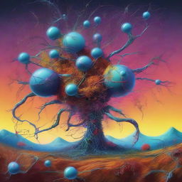 A surreal digital art piece of the highest quality, illustrating neuron-headed magnet growers