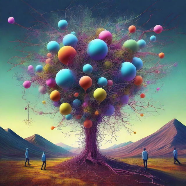 A surreal digital art piece of the highest quality, illustrating neuron-headed magnet growers