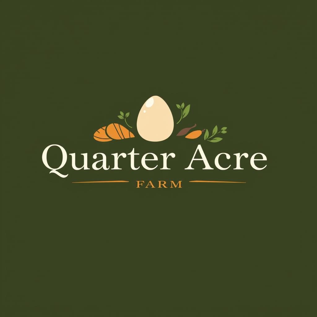 A logo design for 'Quarter Acre Farm', featuring a stylized egg as the main element