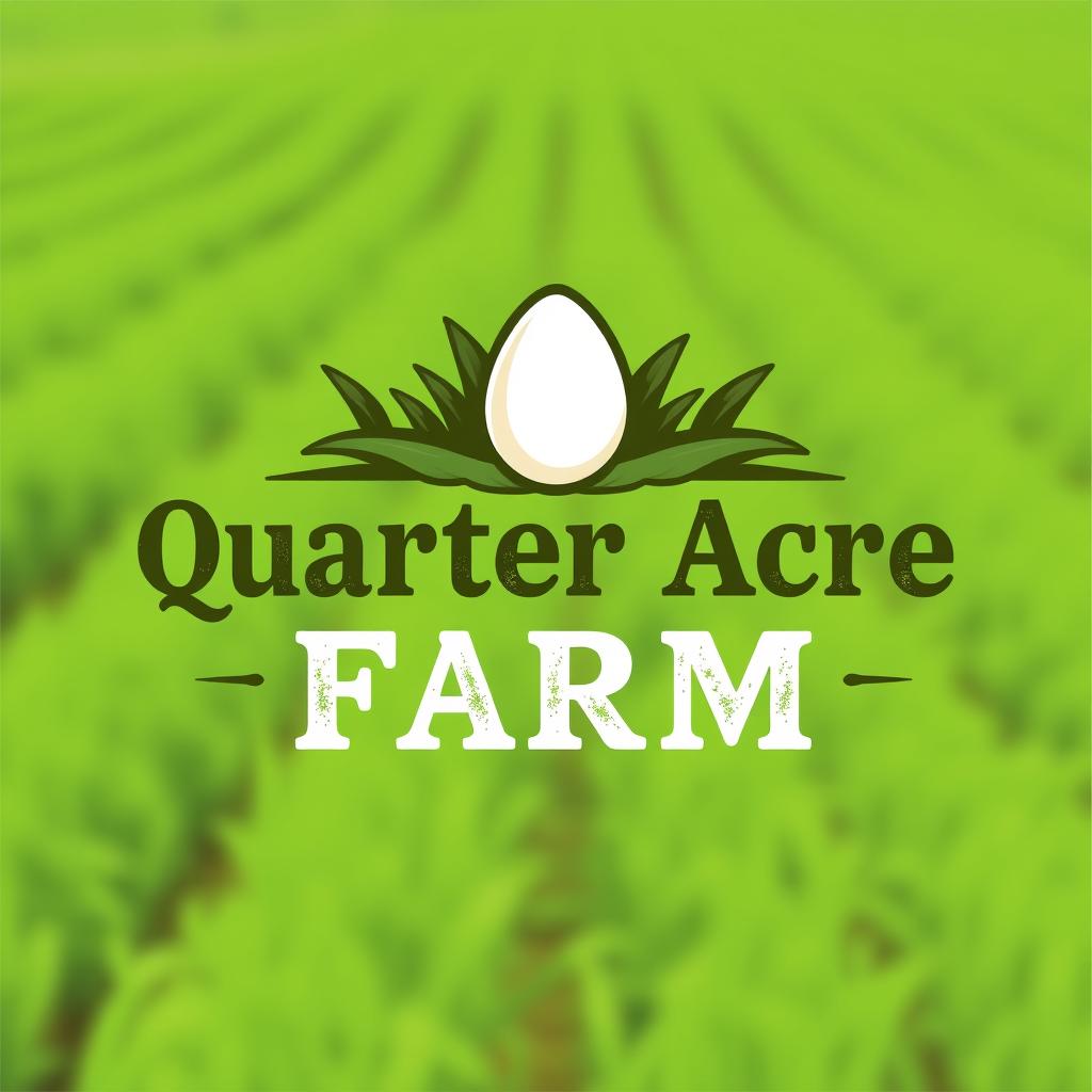 A logo design for 'Quarter Acre Farm' featuring fresh, organic eggs and farm products