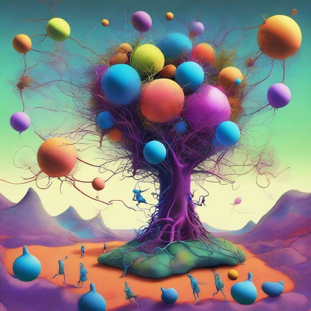 A high-quality digital art piece, portraying a surreal scene of neuron-headed magnet trainers