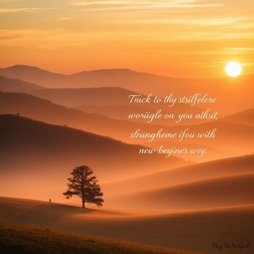 A serene landscape depicting a sunrise over a misty valley, symbolizing hope and resilience in the midst of struggles and pain