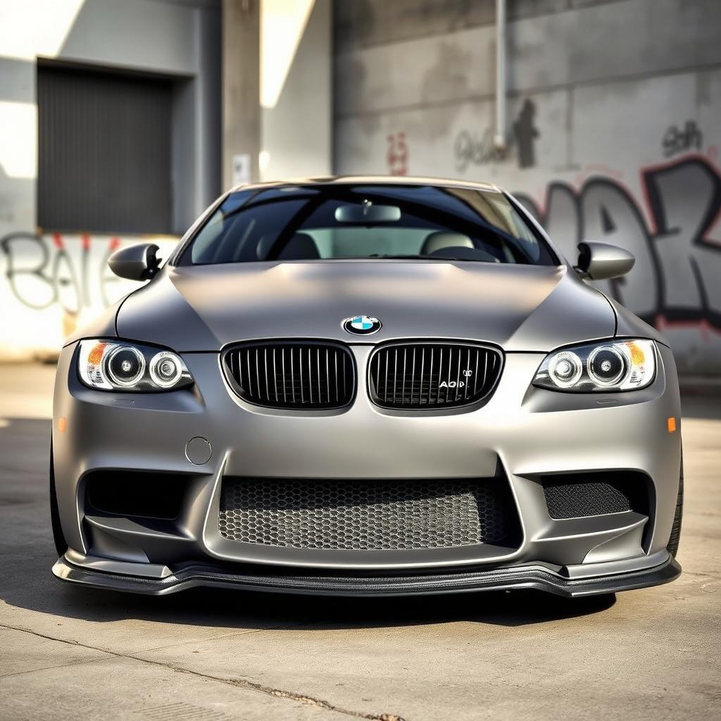 A stylish BMW E92 uniquely customized with an Audi front bumper, creating an innovative crossover of automotive design