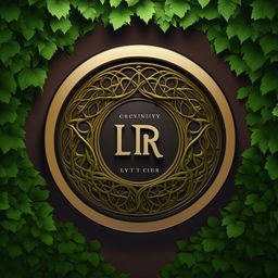 Design an enhanced circular logo with bold text 'CNTRY LYR', surrounded by a border of elegant vines with small leaves, avoiding repetition of imagery and ensuring uniqueness.