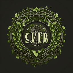 Design an enhanced circular logo with bold text 'CNTRY LYR', surrounded by a border of elegant vines with small leaves, avoiding repetition of imagery and ensuring uniqueness.