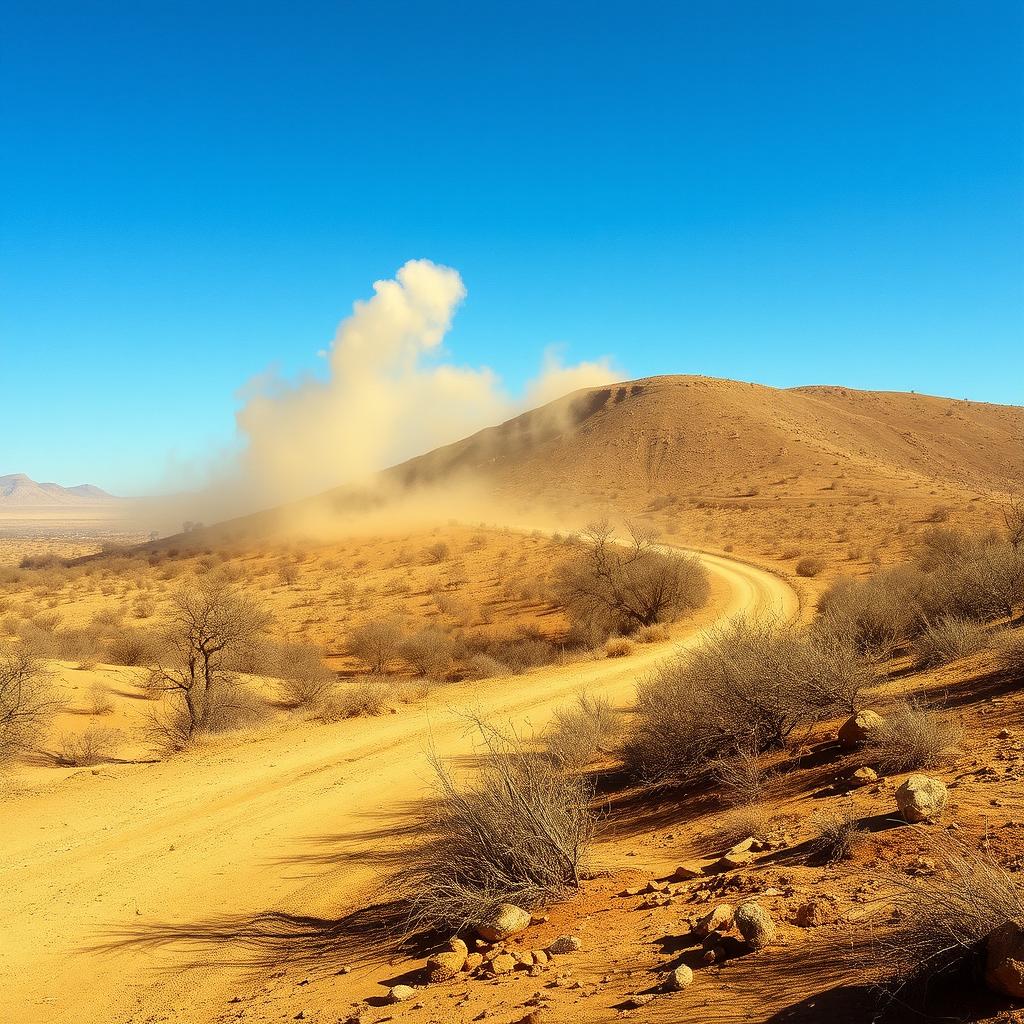A realistic depiction of an arid landscape from the northeastern sertão of Brazil in the early 20th century