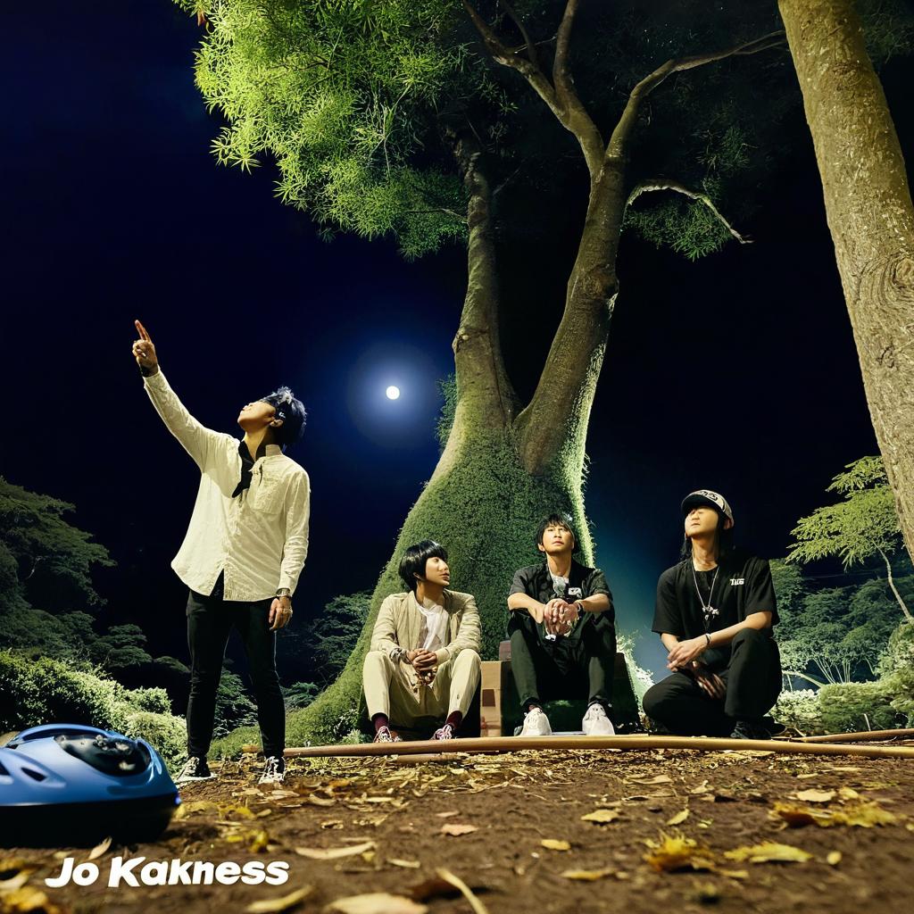 Put the name Hikaru in the sky with a white and japannesselike font that looks proffessional and like going from behind the tree too like if it was there in the sky and not just on top of the photo