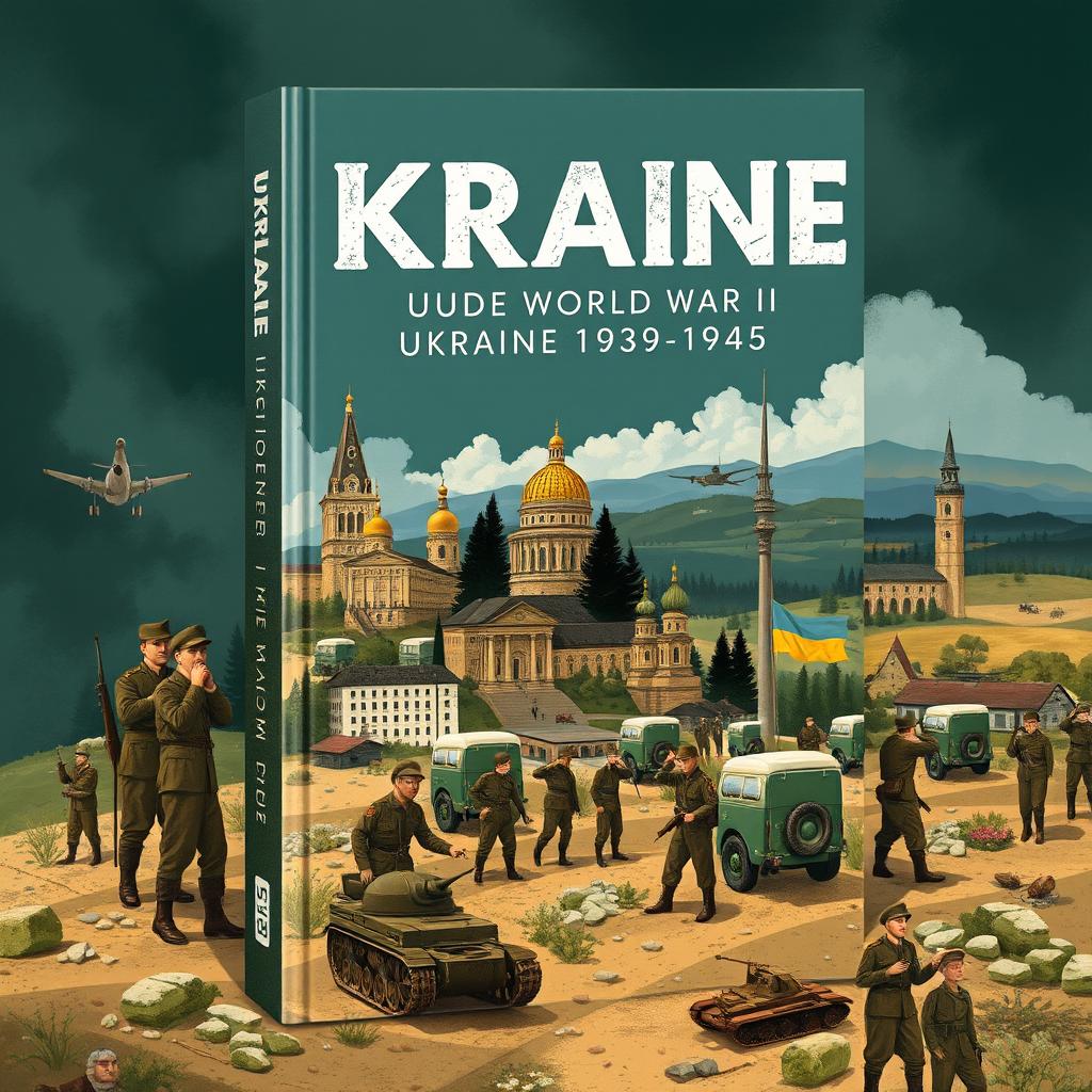 An engaging book cover design illustrating Ukraine during World War II from 1939 to 1945