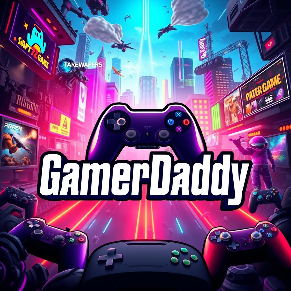 A vibrant and immersive gaming-themed wallpaper featuring the title 'Gam3rDaddy'