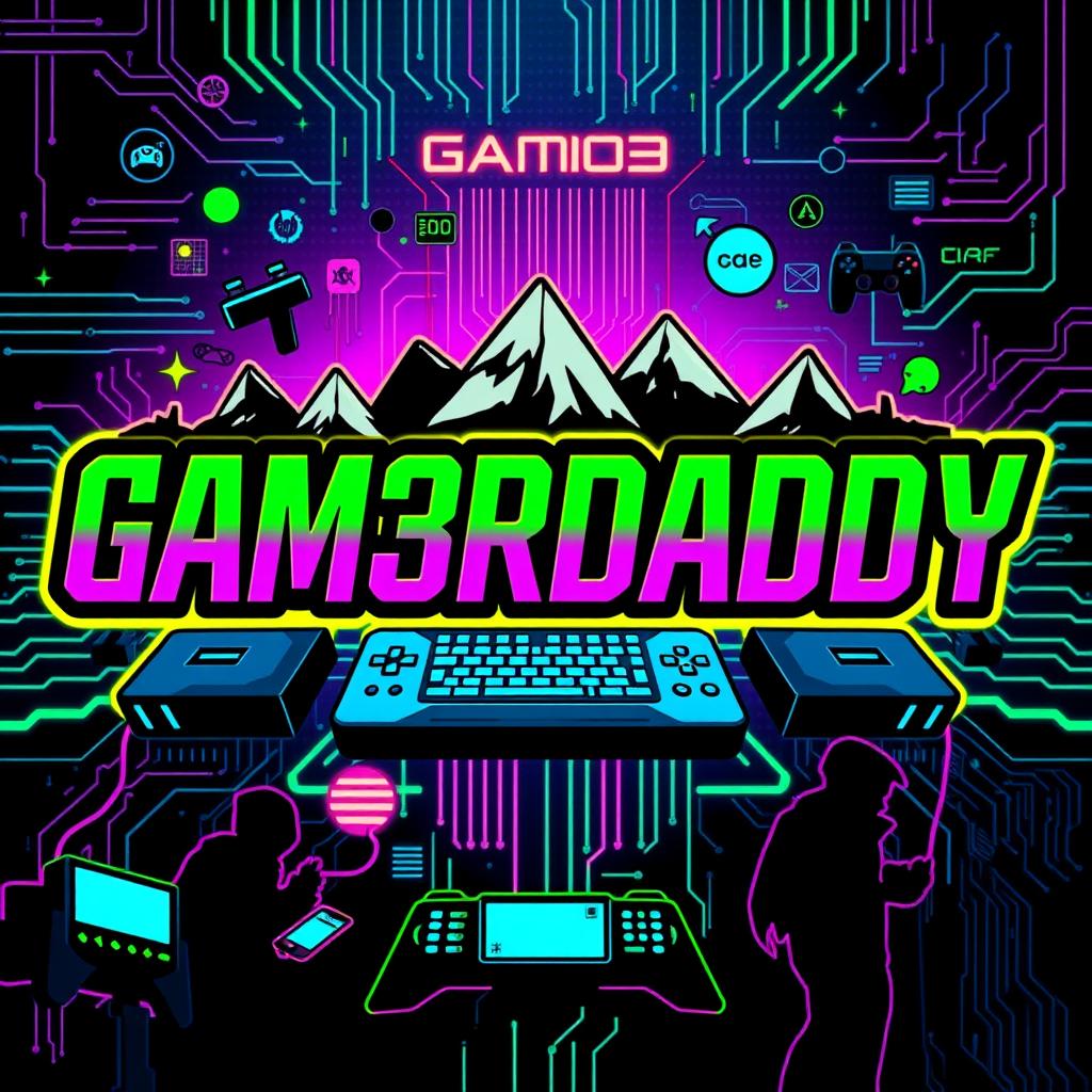 A colorful and dynamic background wallpaper featuring the text 'GAM3RDADDY' prominently displayed in a bold, gamer-inspired font
