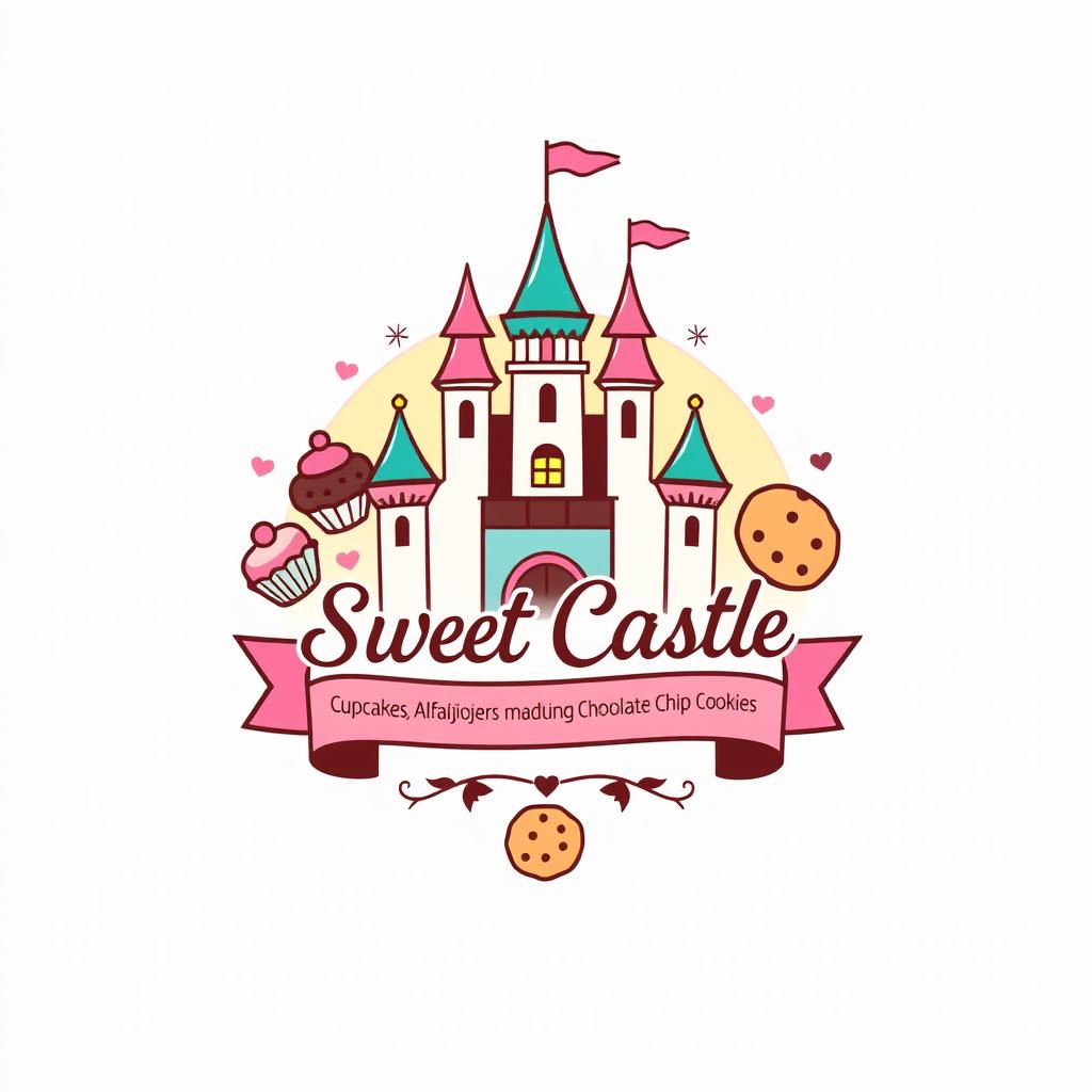 A colorful and whimsical logo design for a store named "Sweet Castle"