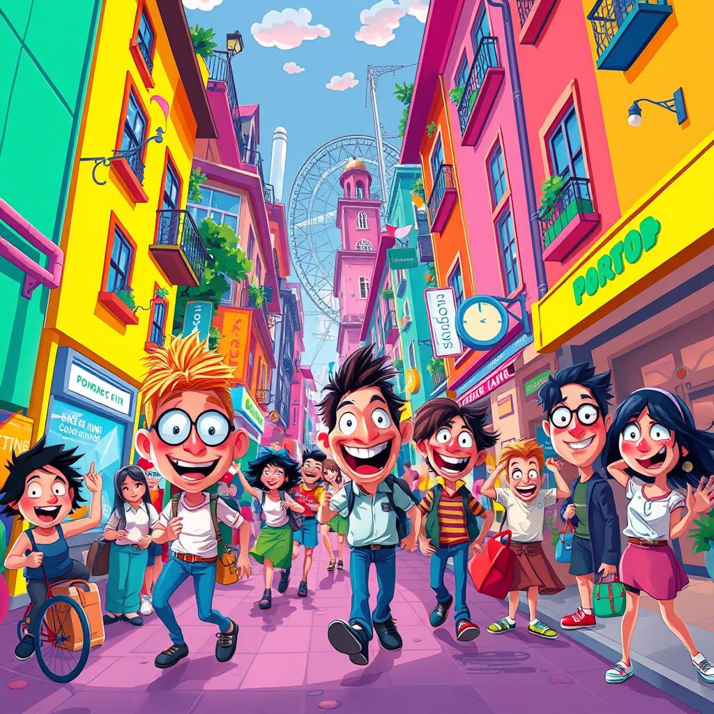A vibrant and whimsical digital artwork inspired by the unique illustrative style of French artist Philippe Loisel
