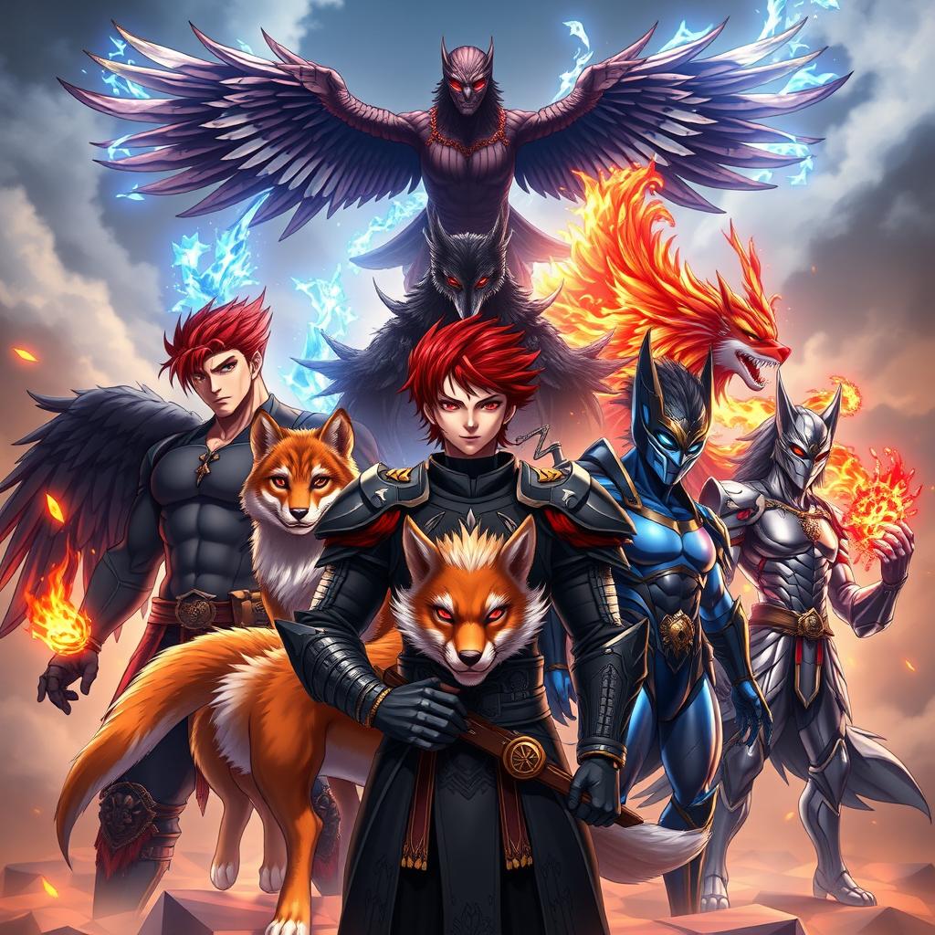 A captivating book cover for a novel titled "Warriors of the Universe Animes - Um Novo Começo"