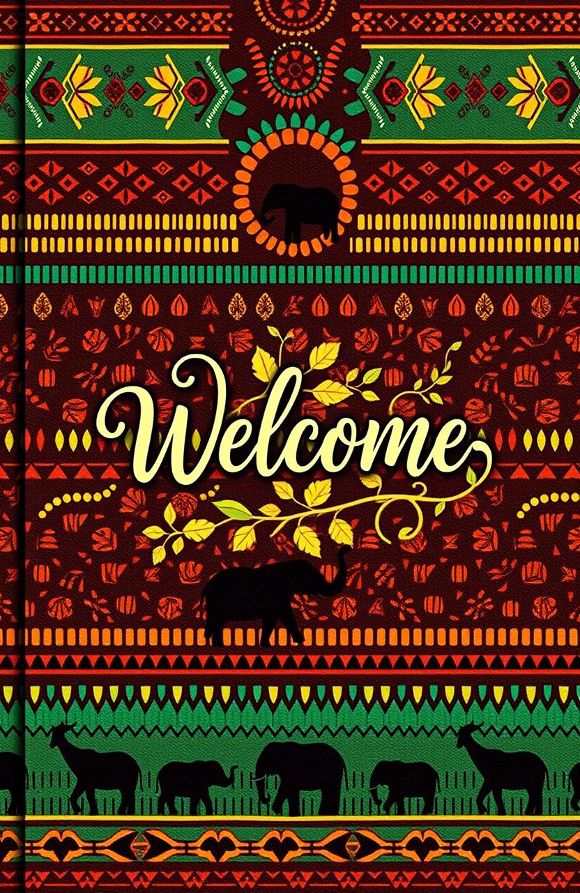 A beautifully designed guest book cover featuring a traditional African theme