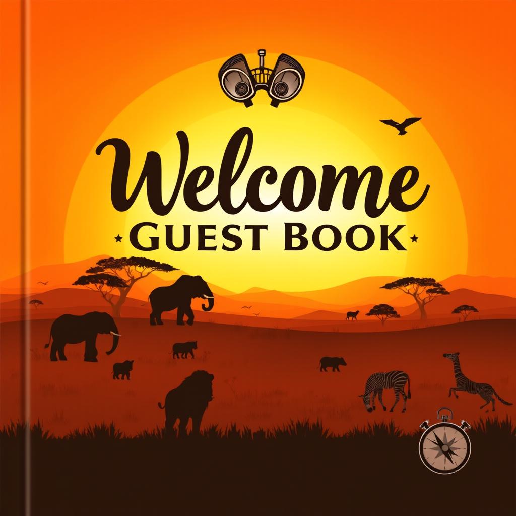 A stunning guest book cover designed with an African Safari theme