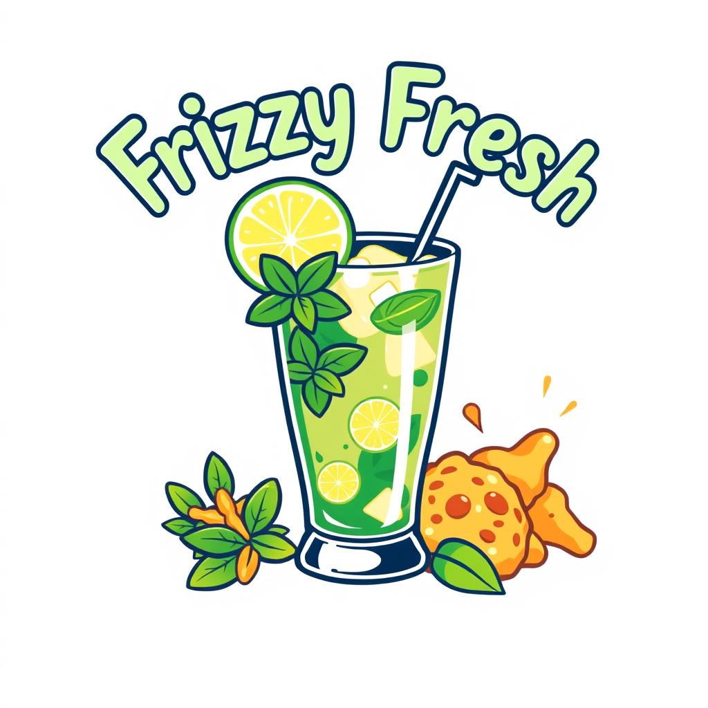 A vibrant logo featuring the title 'Frizzy Fresh' in fun, playful typography
