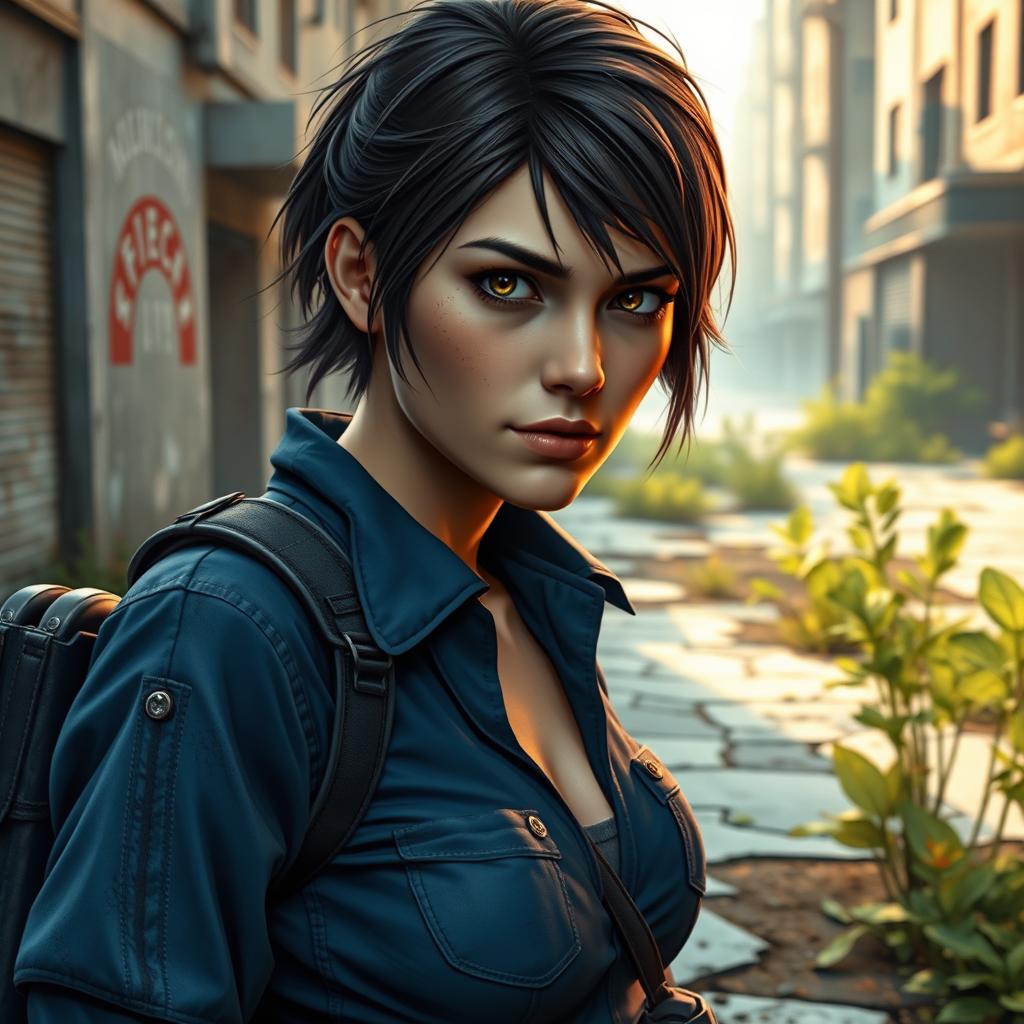 Jill Valentine depicted with more human traits, showcasing her as a relatable and strong female character from the Resident Evil series