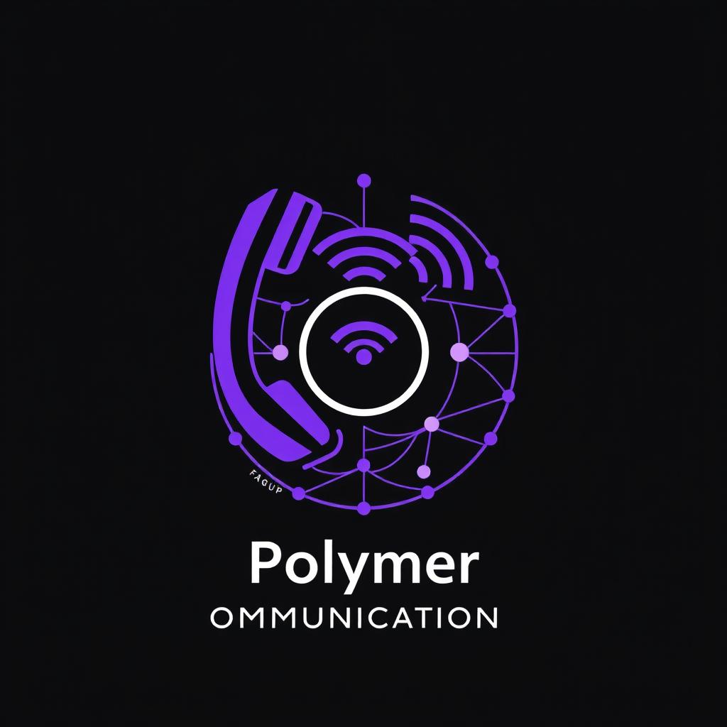 A complex and modern logo design for a Polymer communication group, featuring a stylized telephone and a WiFi symbol, intricately intertwined to represent connectivity