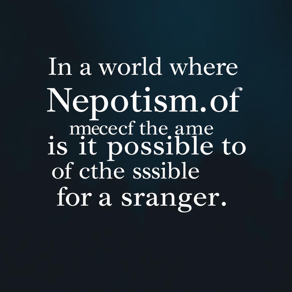 A portrait orientation image featuring the phrase "In a world where Nepotism is the name of the game" in a semi-bold Playfair Display or Cormorant Garamond serif font