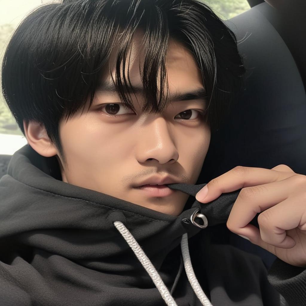 A real boy, 17 years old, slightly Chinese looks, indian, dark brown hair and eyes