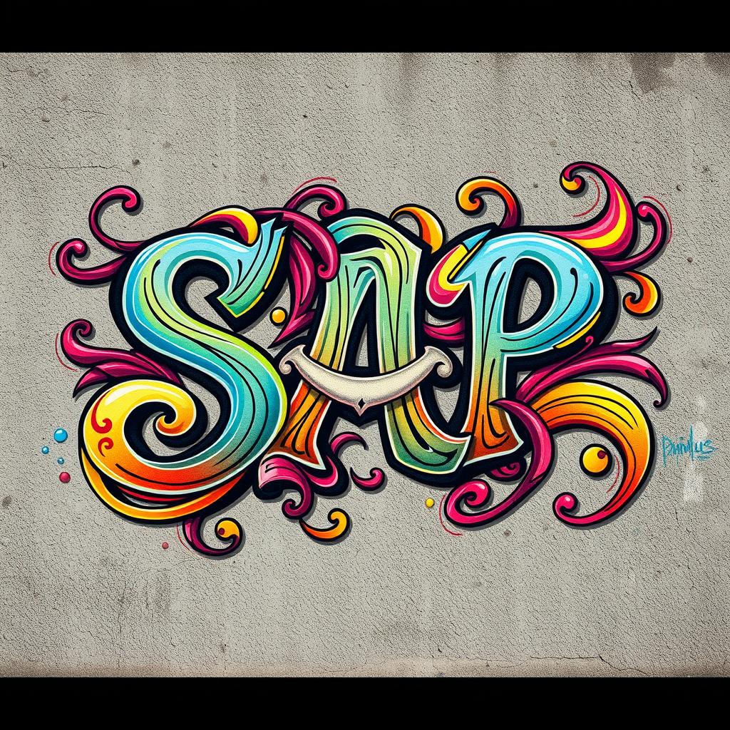 A beautifully crafted calligraphy piece featuring the word "SAP" with intricate details and artistic flourishes