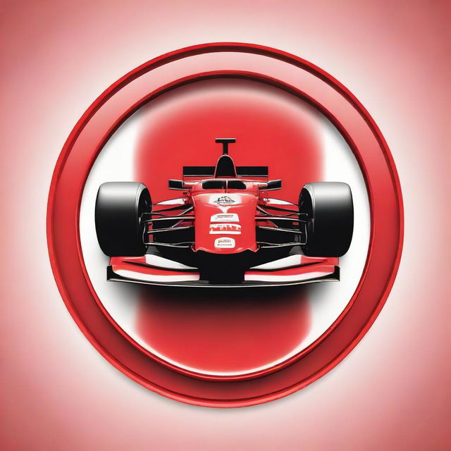 Red circular icon showcasing F1 race cars