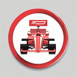 Red circular icon showcasing F1 race cars