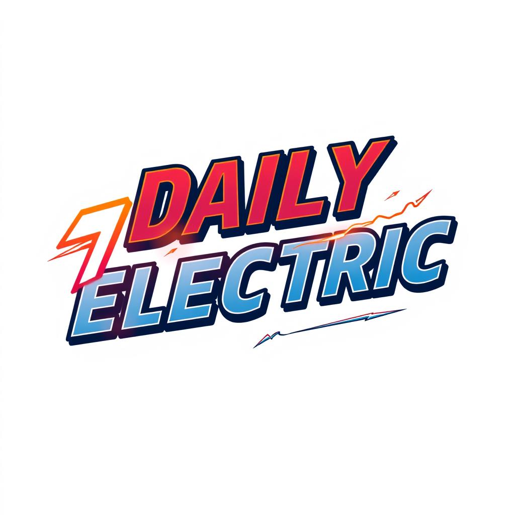 A graphic design featuring the phrase 'DAILY ELECTRIC' styled exactly like the reference image provided, with bold, striking letters, and dynamic elements that embody energy and power